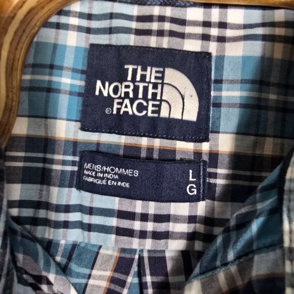 The North Face Button Up Shirt Large Men's Blue Plaid Short Sleeve‎ - Picture 4 of 6